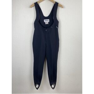 Vtg Obermeyer Womens 8 Bib Ski Pants Black Skinny Leg Wool Insulated